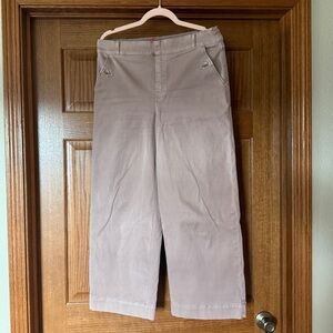 Spanx Casual Wide-Leg Crop Twill Pants - pink xl